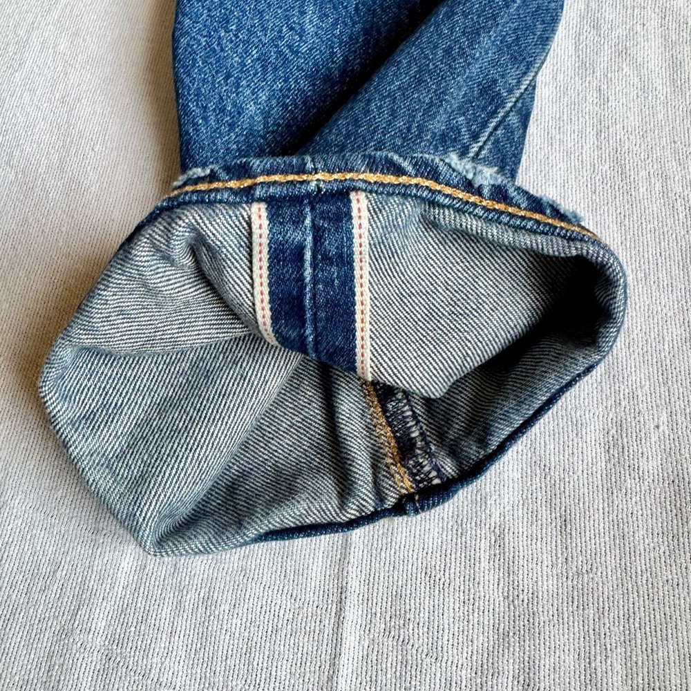 Levi's Premium Selvedge 501 ST Slim Straight Jeans in Medium Blue Wash - Picture 6 of 11